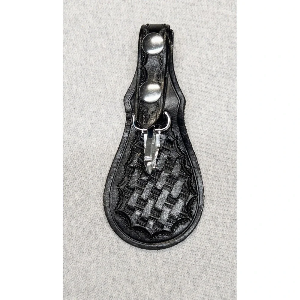 Lewis Basket Weave Utility Belt Cuff Holder And Key Chain Holster Black‎ Leather